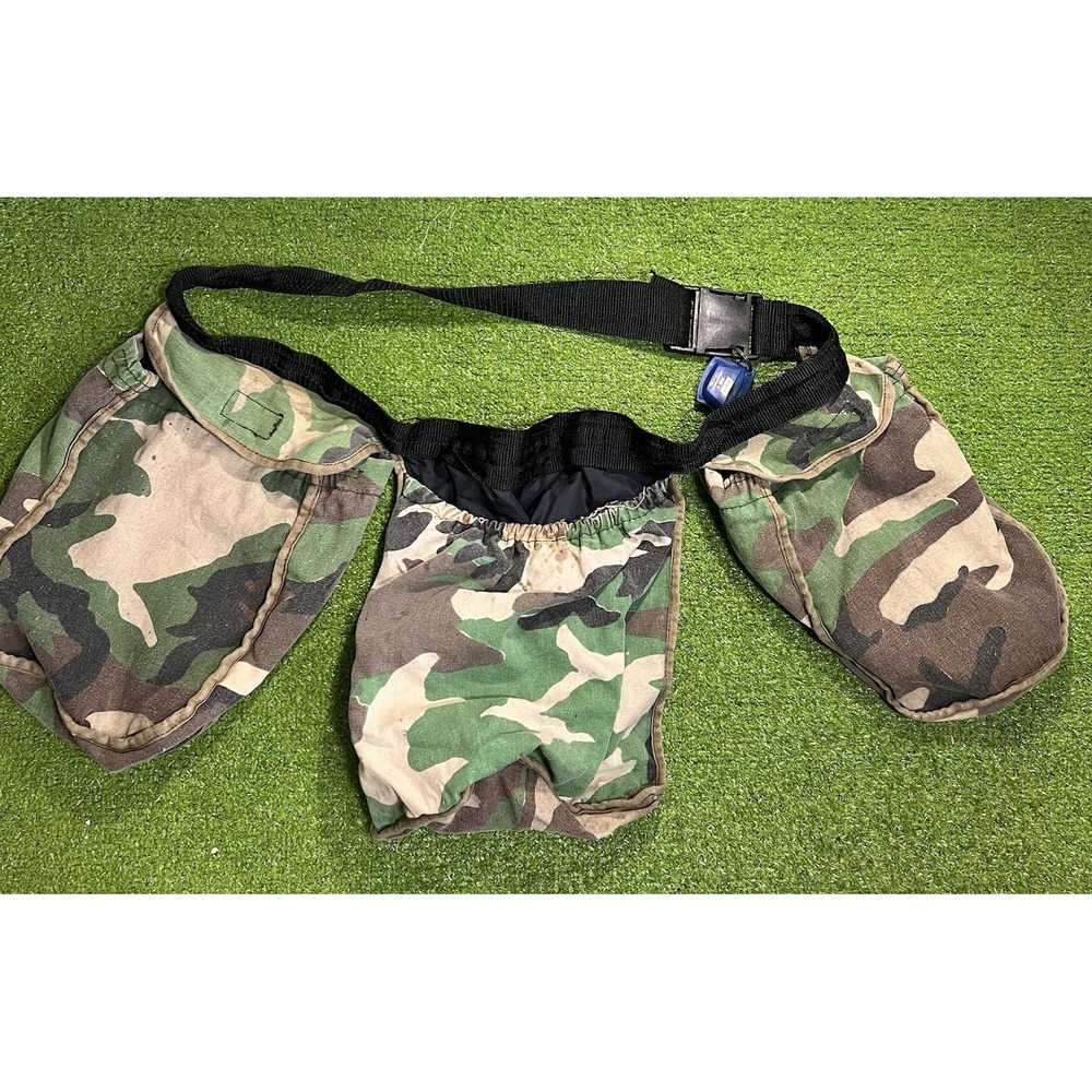 Vintage Safari Club 3 Pouch Game Bag Fanny Belt Waist M81 Woodland Camo Hunting